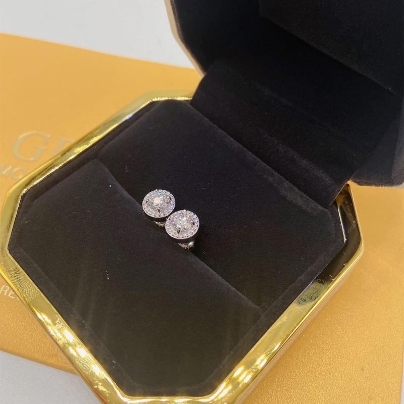 Stud Vinregem Hip Hop Rock Sterg Sier VVS Round Cut D Color Real Moissanite Dias Studs Earrings Fine Jewelry With GRA