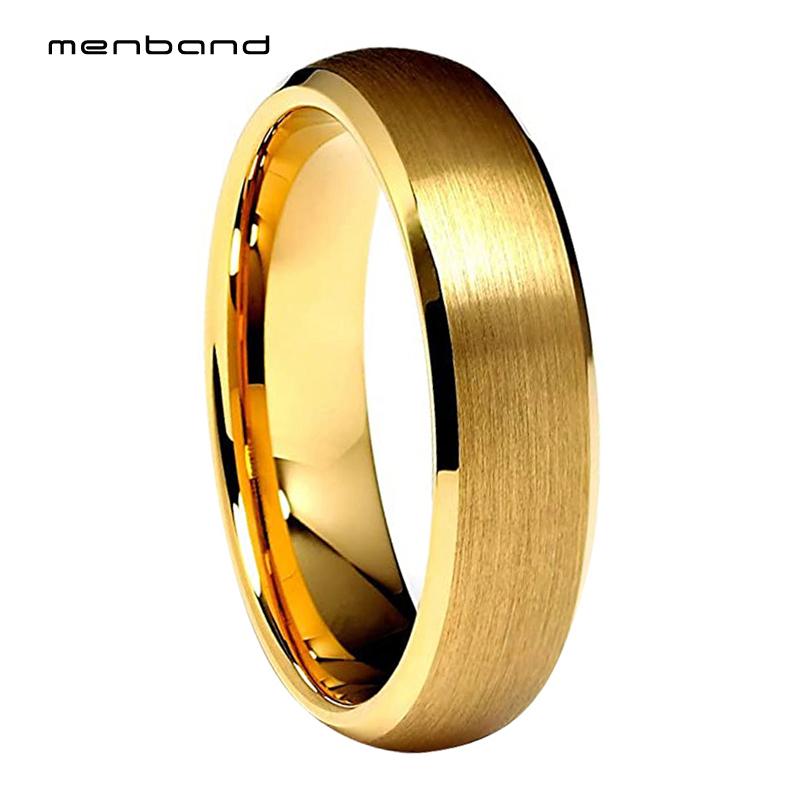 Yellow Gold Tungsten Wedding Band For Women With Beveled Brushed Finish 6MM Ring Box Available
Yellow Gold Tungsten Wedding Band For Women With Beveled Brushed Finish 6MM Ring Box Available