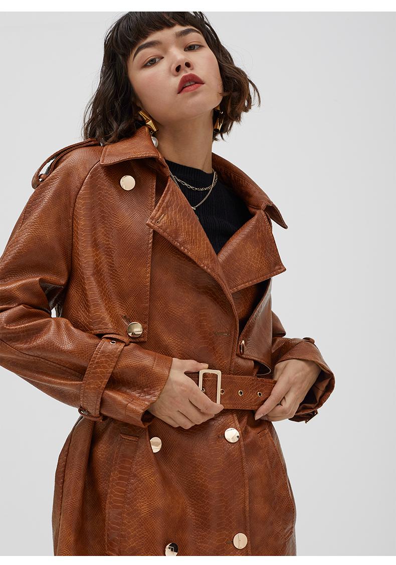 Fashion Crocodile pattern double breasted leather jackets female over the knee longer Locomotive oversize Windproof leather coat, Black
Fashion Crocodile pattern double breasted leather jackets female over the knee longer Locomotive oversize Windproof leather coat, Black