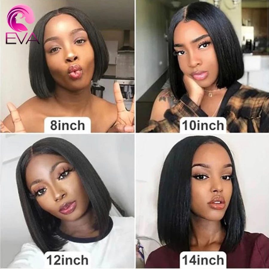 Deep part Straight Bob synthetic Wig 4X4 Lace Closure Short Wig natural soft brazilian hair Frontal Wigs