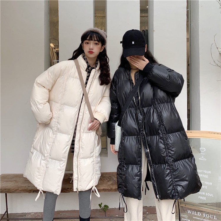 Down cotton padded jacket thickened winter hooded long sleeve thickened medium long fashionable casual padded jacket 201019