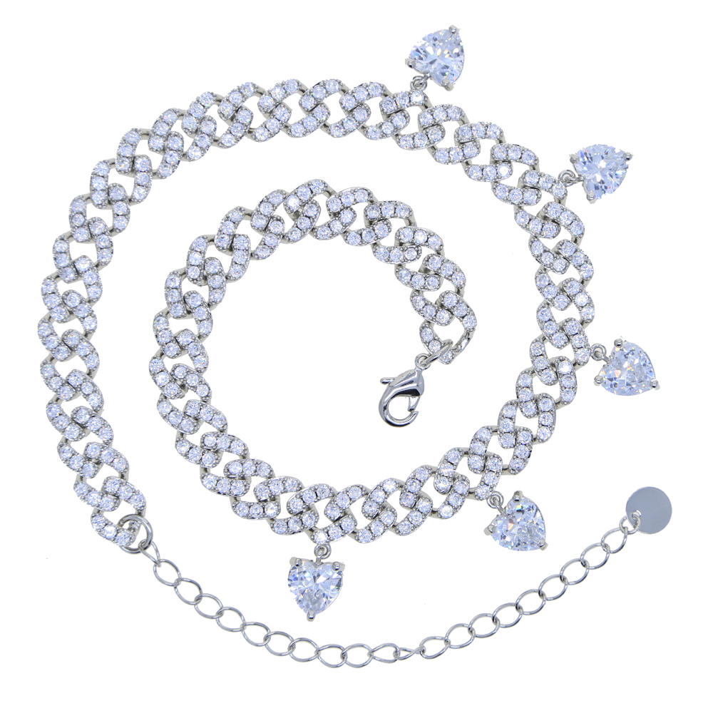 Hip Hop Bling Iced Out Women Rapper Bracelet Full Rhinestone Pave with Tear Drop Cz Miami Cuban Link Chain Bracelet Jewelry Wholesale