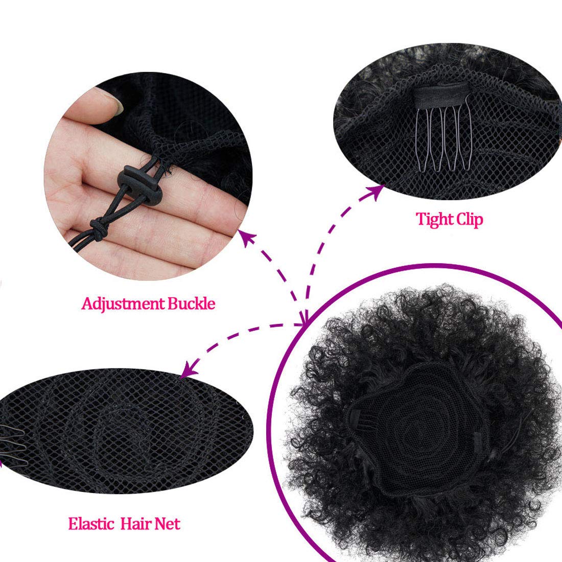 Hot sell 100% real hair gray puff afro ponytail hair extension clip in Remy afro kinky curly drawstring ponytails grey hair piece 120g