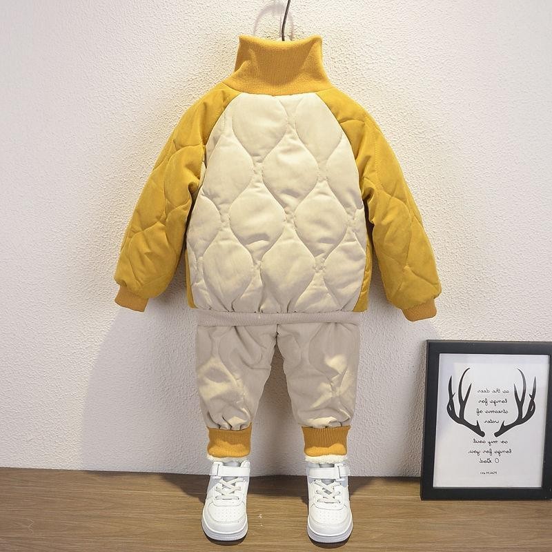 Boys winter clothes sets kids fashion thick velvet coats pants 2pcs warm tracksuits for baby boy children jogging suits outfits Y1117