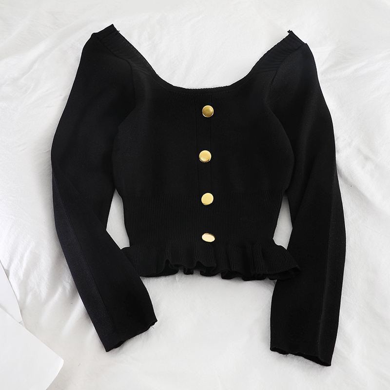 Gaganight Women Sweater Korean Version Long Sleeve Sweet Solid Short Girl Spring Autumn Knitted Pullovers Female Sweaters 201221