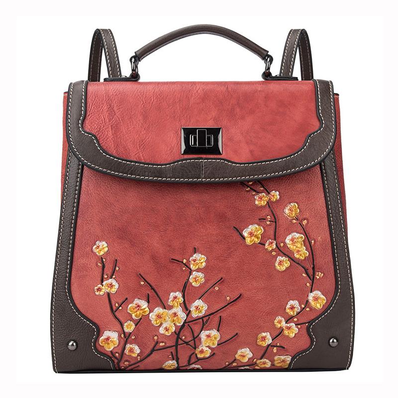 First Layer Cowhide Women Backpack Messenger Bag Rucksack Plum flower Lady Retro Genuine Leather Shoulder Cross Body Bag Daypack, Red
First Layer Cowhide Women Backpack Messenger Bag Rucksack Plum flower Lady Retro Genuine Leather Shoulder Cross Body Bag Daypack, Red