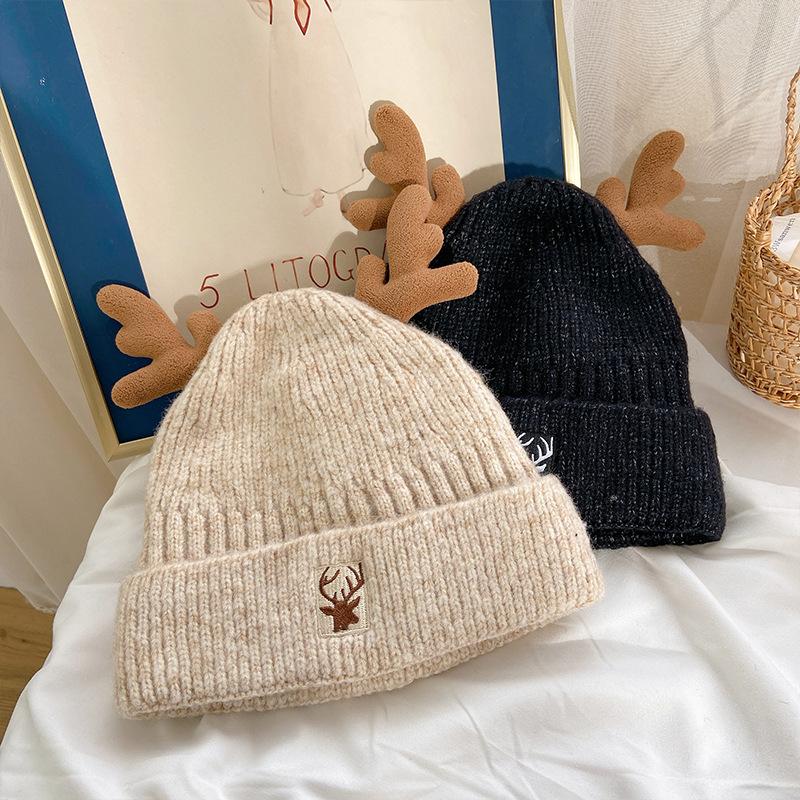New Christmas Antler Wool Hat Women Autumn Winter Korean Version All-match Japanese Cute Warm Plus Cashmere Knit Hat Ski Caps, Black
New Christmas Antler Wool Hat Women Autumn Winter Korean Version All-match Japanese Cute Warm Plus Cashmere Knit Hat Ski Caps, Black
