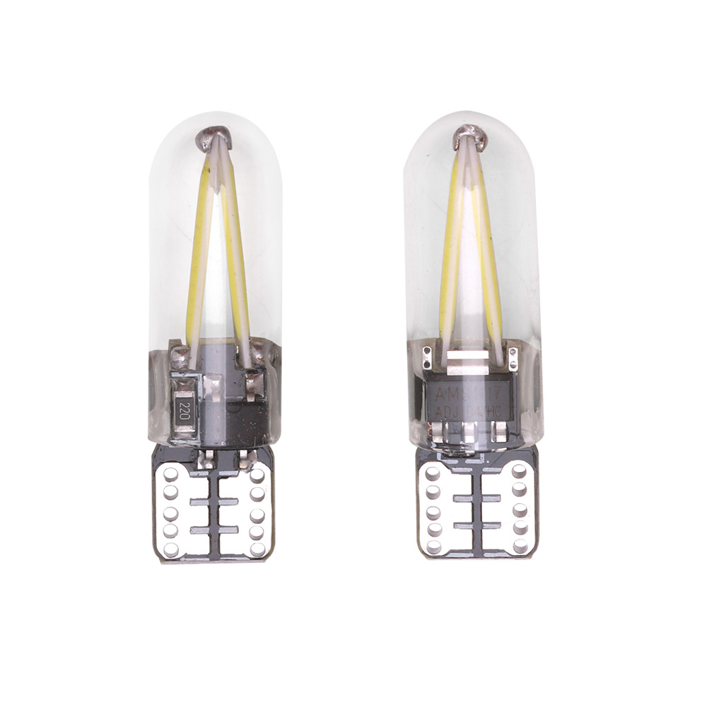 T10 W5W Cob Led Light Glass Auto Automobiles Reading Dome Bulb Lamp DRL Filament Car Styling Super Bright White Blue Red 12V