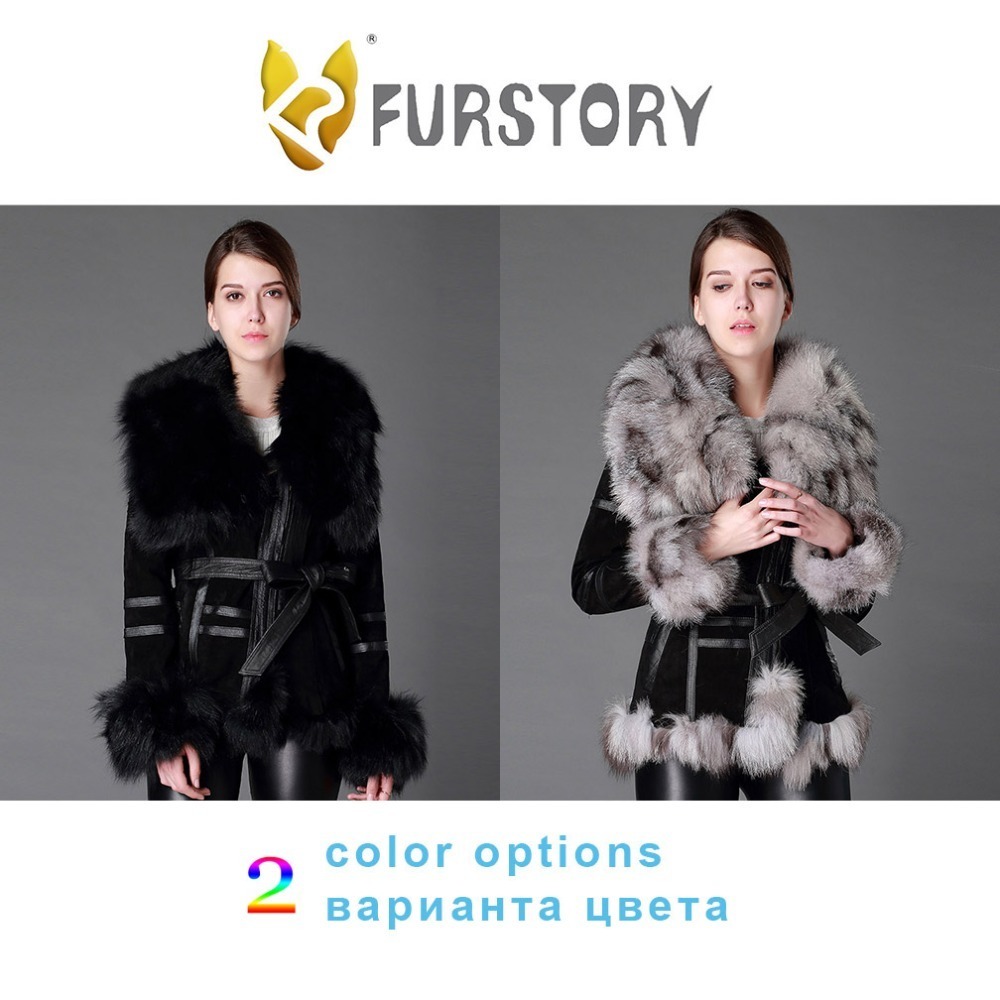 Women's Coats Leather Fur Coat Fox Fur Collar Womens Spring Jackets Women Jacket Winter jacket Women Fur Story FS13055 201112