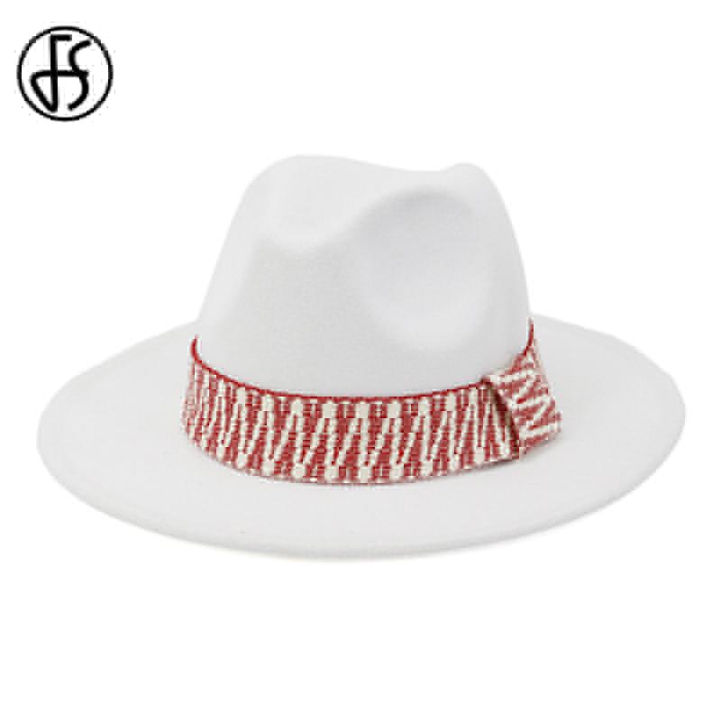 FS Vintage Wool Wide Brim White Fedora Hat For Women Trilby Felt Hats With Red Band Fashion Men Panama Cowboy Jazz Cap Red Camel, Wine red
FS Vintage Wool Wide Brim White Fedora Hat For Women Trilby Felt Hats With Red Band Fashion Men Panama Cowboy Jazz Cap Red Camel, Wine red