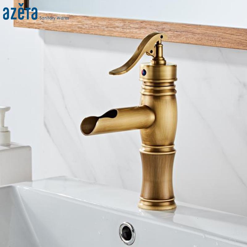 Azeta Basin Faucet Waterfall Bathroon Antique Brass Faucet Deck Mounted Wash Basin Tap Single Handle Sink Mixer AT7606A
Azeta Basin Faucet Waterfall Bathroon Antique Brass Faucet Deck Mounted Wash Basin Tap Single Handle Sink Mixer AT7606A