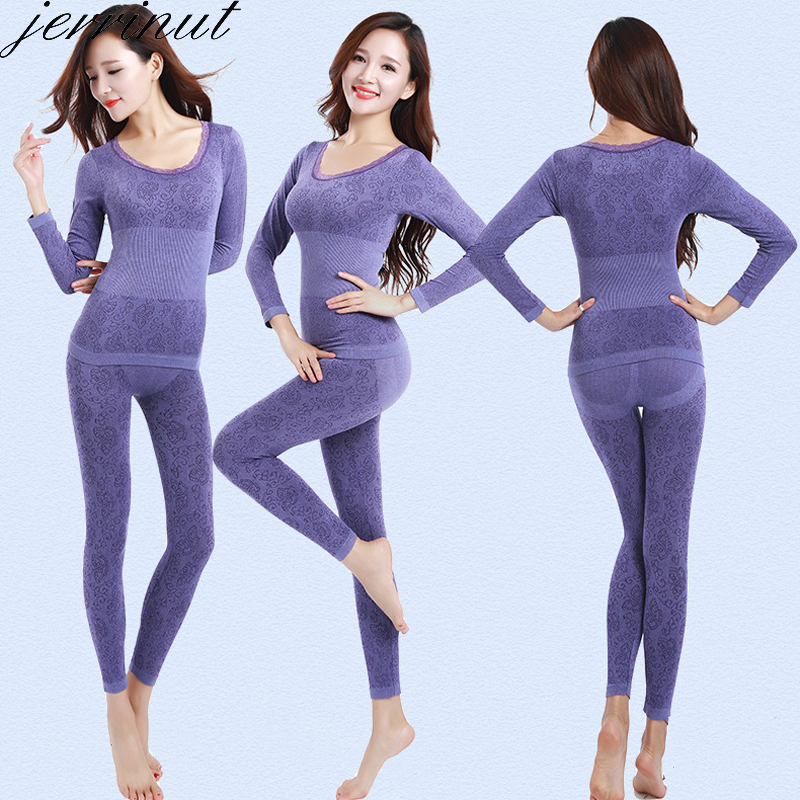 Jerrinut Thermal Underwear Women Long Johns Women For Winter Warm Long Johns Cotton Sexy Thermal Underwear Set For Women 201027