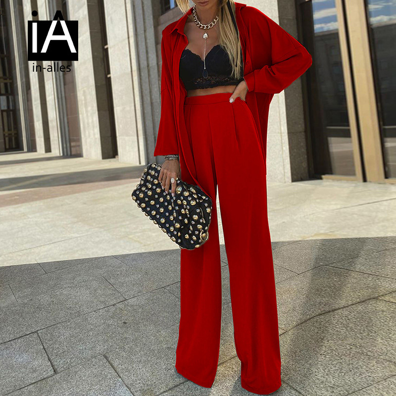 Fashion Women Shirt Suits Long Sleeve Single-breasted Belt Blazer Pants Set Office Ladies Two-piece Blazer Sets X1214, White;black
Fashion Women Shirt Suits Long Sleeve Single-breasted Belt Blazer Pants Set Office Ladies Two-piece Blazer Sets X1214, White;black