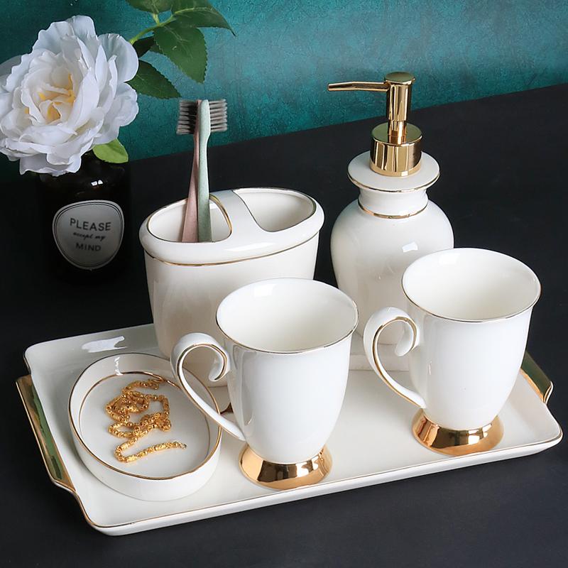 European Style Bathroom 6/piece Household Soap Bottle Mouthwash Cup Soap Dish Toothbrush Cup Cosmetic Wash Bottle Storage Tray
European Style Bathroom 6/piece Household Soap Bottle Mouthwash Cup Soap Dish Toothbrush Cup Cosmetic Wash Bottle Storage Tray