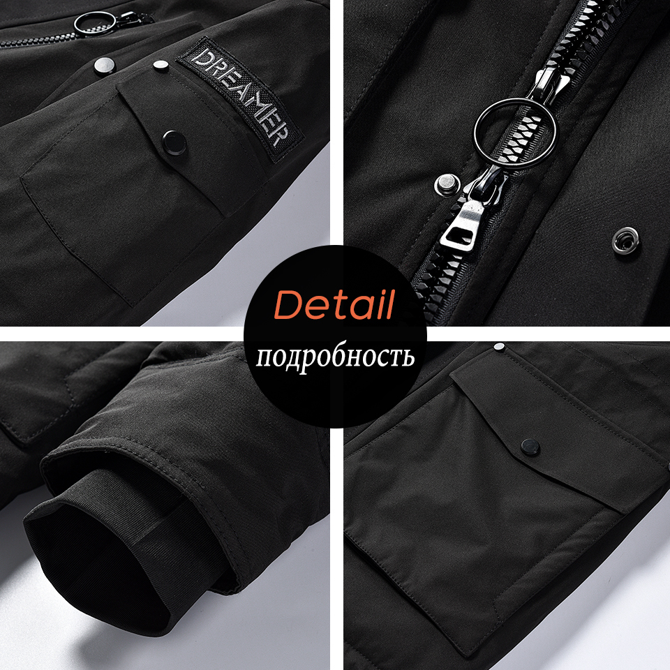 Men Winter New Casual Faux Fur Collar Long Thick Parkas Jacket Coat Men Outwear Hooded Pockets Waterproof Jackets Parka Men 201026