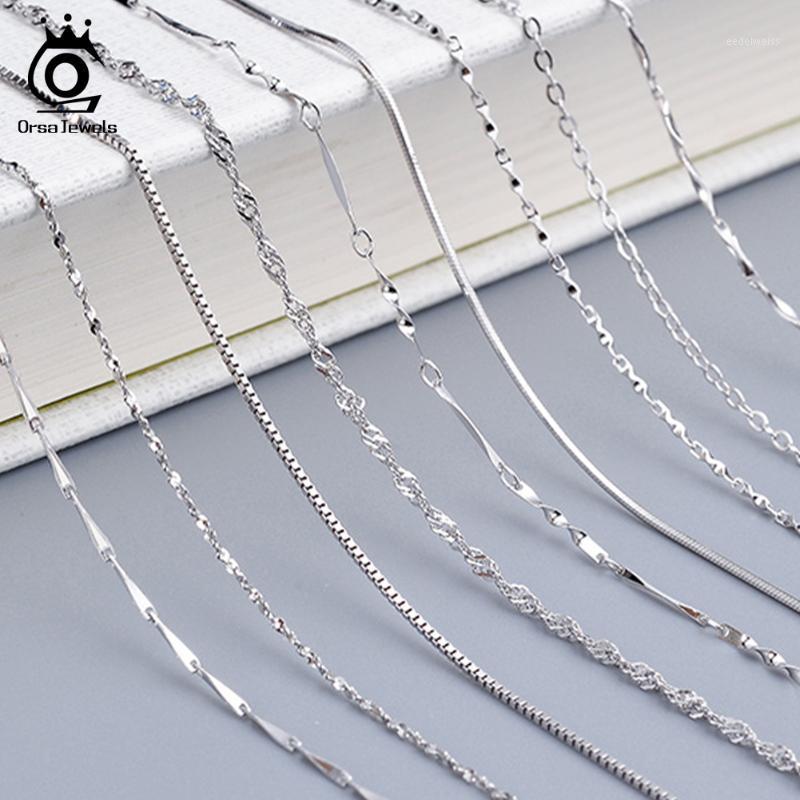 Chains ORSA JEWELS Real 925 Silver Necklaces Basic Link Chain 40-60cm Box Snake Twisted Neck Women Men Necklace Dropship OSC181
Chains ORSA JEWELS Real 925 Silver Necklaces Basic Link Chain 40-60cm Box Snake Twisted Neck Women Men Necklace Dropship OSC181