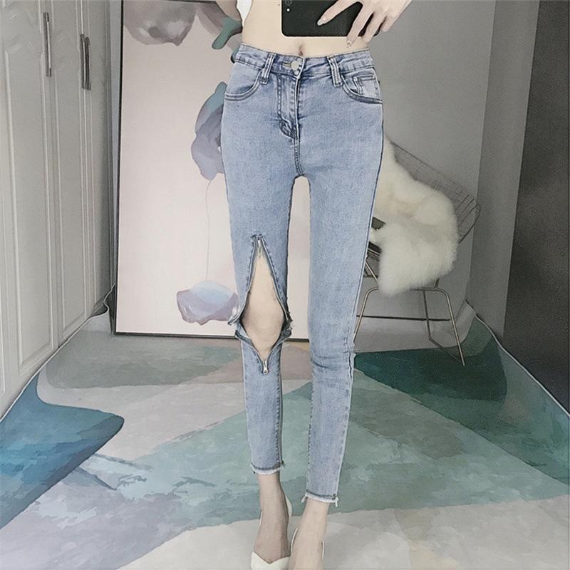 Vintage Ripped Hole Denim Jeans Womens Slim High Waisted Ankle- Length Jeans Casual Skinny Cut Pencil Pants Plus Size, Blue
Vintage Ripped Hole Denim Jeans Womens Slim High Waisted Ankle- Length Jeans Casual Skinny Cut Pencil Pants Plus Size, Blue