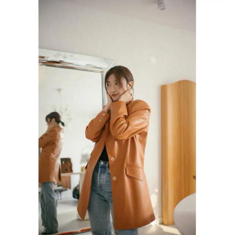 Women's Leather & Faux Nanushka 2021 Autumn And Winter Imported Protein Two-button Classic All-match Jacket