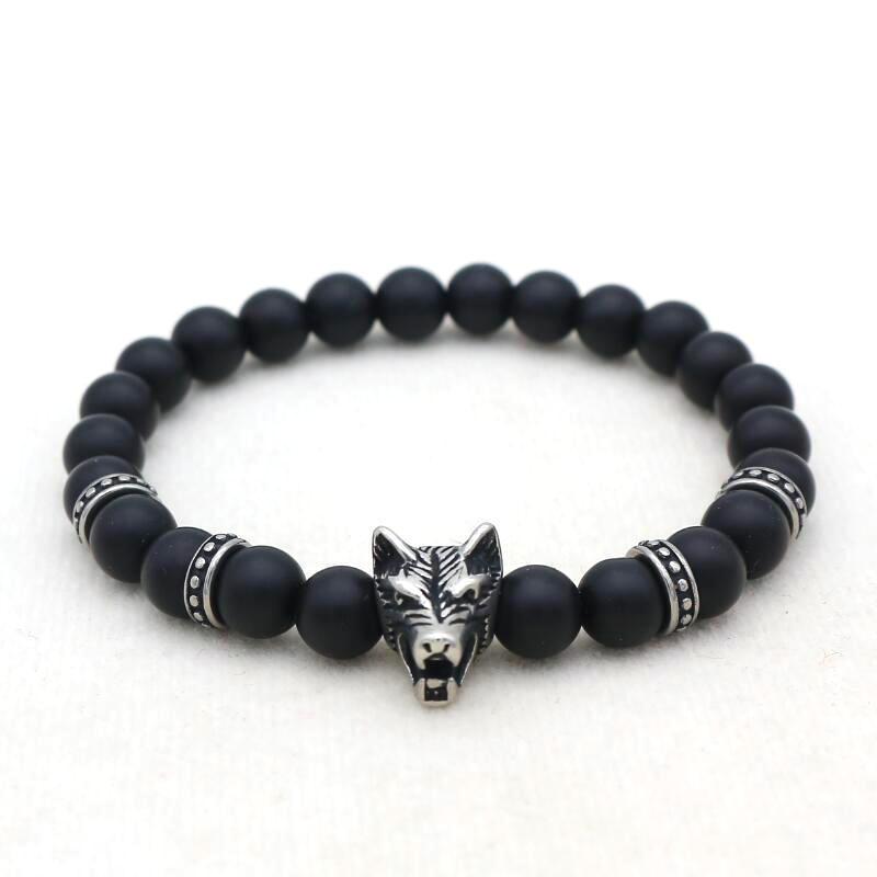 Cute Bear Brand Men Bracelet Stainless Steel Wolf Head Bracelet Fashion Black Frosted Volcano Lava Stone Bracelets Men bileklik
Cute Bear Brand Men Bracelet Stainless Steel Wolf Head Bracelet Fashion Black Frosted Volcano Lava Stone Bracelets Men bileklik