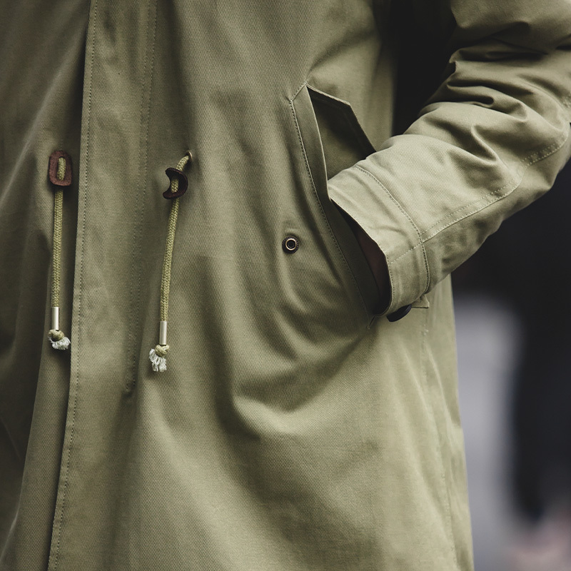 Maden men's thick hooded M-51 fishtail cotton coat plus velvet parka coat jacket army green cotton coat windbreaker men 201214