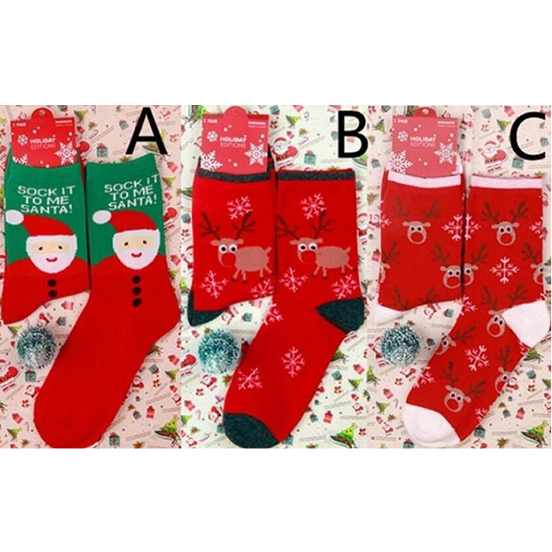 Cute Cartoon Elk Deer Christmas Socks Red Xmas Sock Knee High Socks Christmas Stockings Winter Girls Women Socks Cotton Christmas Gifts