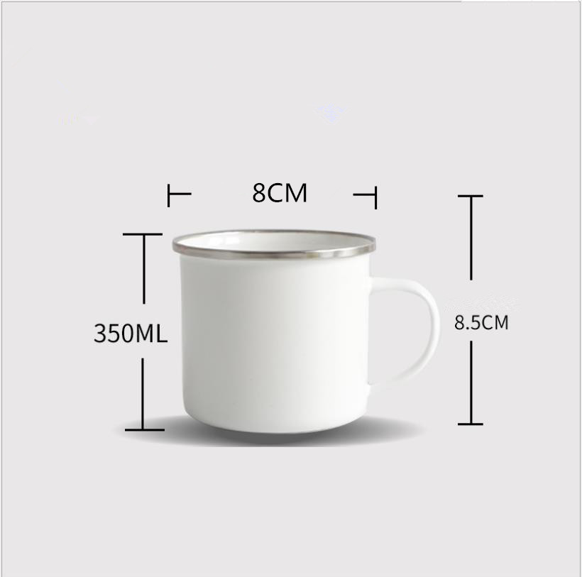 sublimation Enamel Coffee Mug 12oz Camping Mug Metal Coffee Mugs Enamel Steel Mug Durable Travel Enamel Beverage Mugs