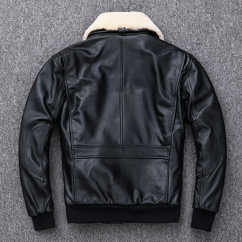 MAPLESTEED Thickening Quilted 100% Sheepskin Leather Jacket Men Air Force G1 Flight Jacket Man Winter Coat Collar Removable M176 201128