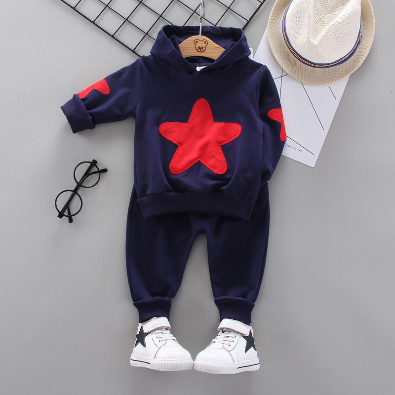 Children Cotton Out Clothes Spring Autumn Baby Boys Girls Cartoon Hooded Pants 2Pcs/sets Infant Kids Fashion Toddler TracksuitsX1019