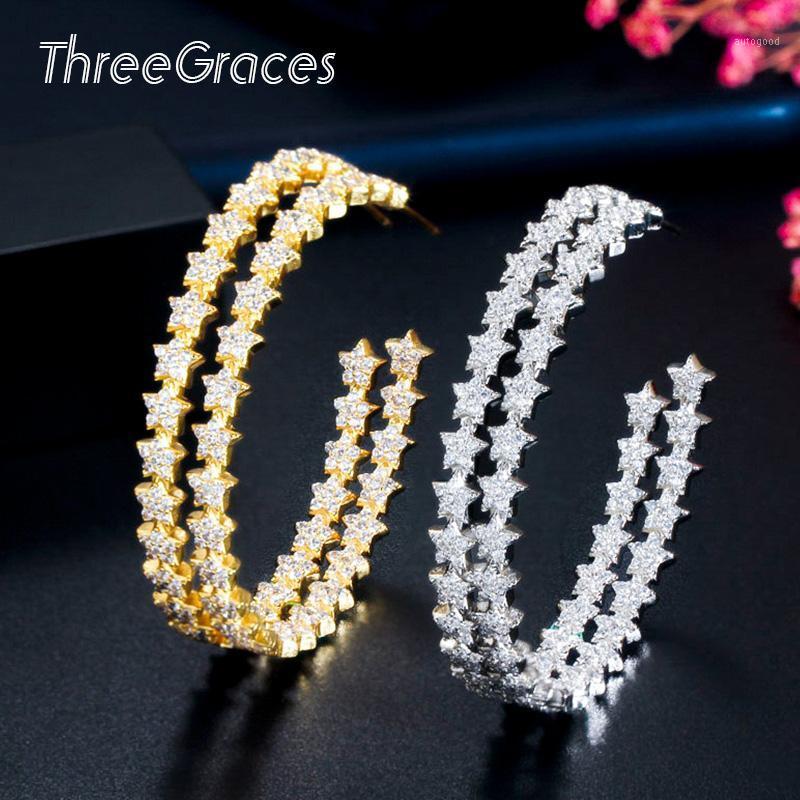 Hoop & Huggie ThreeGraces Brilliant Clear White CZ Star Shape Yellow Gold Big Round Earrings Luxury Ladies Costume Party Jewelry ER4711
Hoop & Huggie ThreeGraces Brilliant Clear White CZ Star Shape Yellow Gold Big Round Earrings Luxury Ladies Costume Party Jewelry ER4711