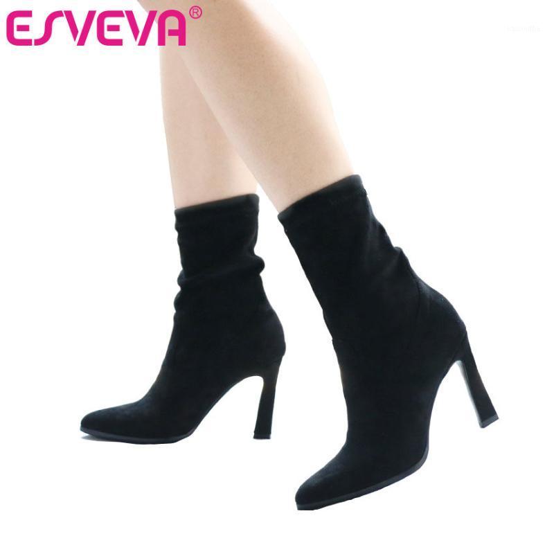 ESVEVA 2020 Ankle Boots Winter Warm Women Motorcycle Boots Female Flock+ Stretch Fabric Fashion Shoes Long Big Size 34-431, Black
ESVEVA 2020 Ankle Boots Winter Warm Women Motorcycle Boots Female Flock+ Stretch Fabric Fashion Shoes Long Big Size 34-431, Black