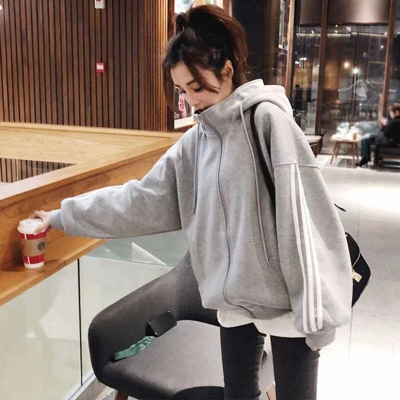 Women Hooded Zipper Jackets Female Fashion Long Sleeve Casual Coats Plus Size Korean Loose Outwear 200930