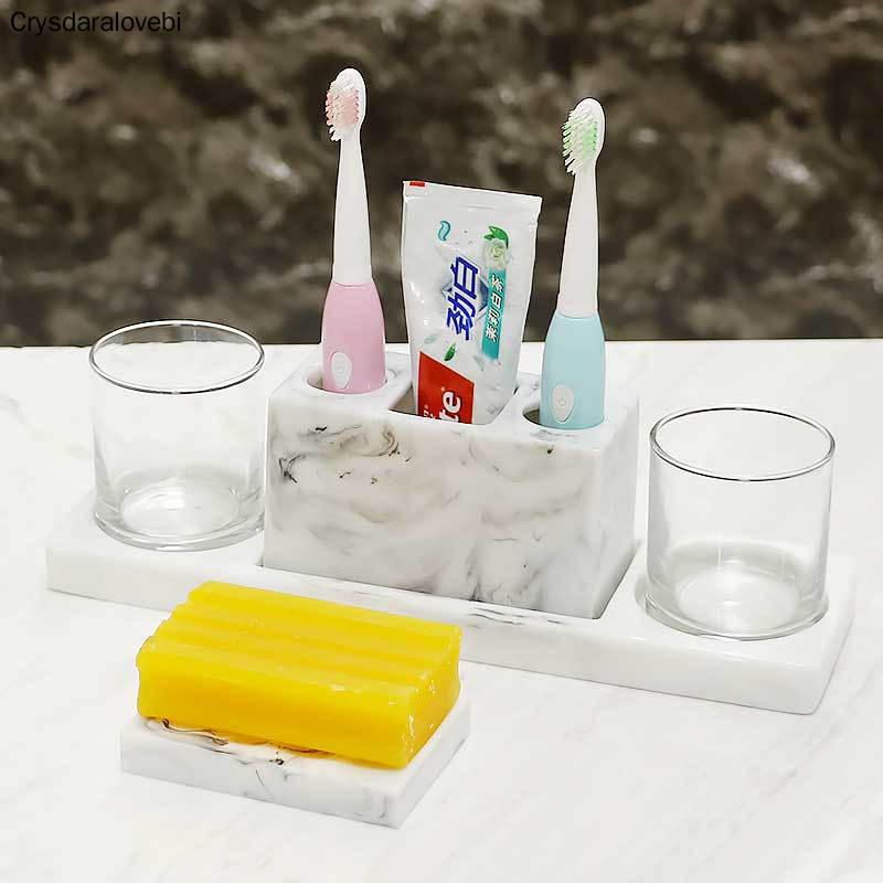 Bathroom Kit Marble Pattern Electric Toothbrush Holder Bathroom Set Tray Glass Toothbrush Cup Soap Box Accessories Set
Bathroom Kit Marble Pattern Electric Toothbrush Holder Bathroom Set Tray Glass Toothbrush Cup Soap Box Accessories Set