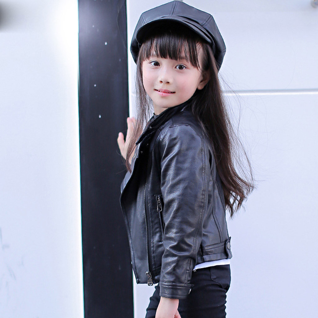 Boys and girls autumn and winter long sleeve jackets Toddler kids PU leather jacket Fashion children's jacket zipper coat#LR2 201126