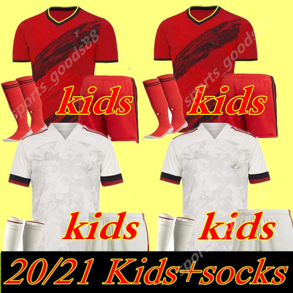 20 21 Belgium soccer jerseys De Bruyne LUKAKU kids kit Home Away 2020 2021 HAZARD BATSHUAYI KOMPANY DEMBELE child set football shirt
