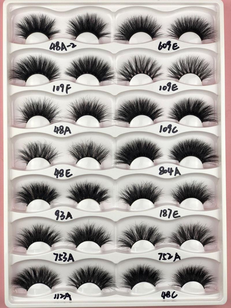 25MM Mink Eyelashes Siberian Mink Fur lashes Sexy Custom Private Label long fluffy Eyelash Soft Natural 3D Mink Eyelashes Extension