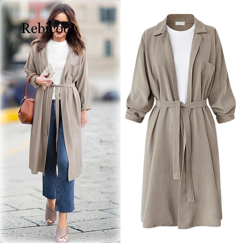 2020 autumn and winter new women's European and American solid color large size long windbreaker jacket, Beige
2020 autumn and winter new women's European and American solid color large size long windbreaker jacket, Beige