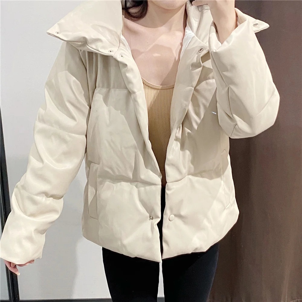 2021 New Leisure Simple Pure Color Women's Winter Imitation Leather Lapel Loose Cotton Padded Jacket Rmbw, Black
2021 New Leisure Simple Pure Color Women's Winter Imitation Leather Lapel Loose Cotton Padded Jacket Rmbw, Black