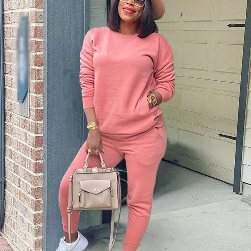 Women Designers Clothes 2023 tracksuits Listing Autumn And Winter Leisure Suit Fashion Women's Pure Color Cotton Sweater Long Sleeve Two Piece Se