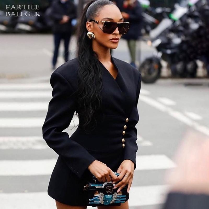 2021 New Trendy Black Blazer Dress Button Design Sexy V Neck Long Sleeves Celebrity Party Club Mini Vestido
2021 New Trendy Black Blazer Dress Button Design Sexy V Neck Long Sleeves Celebrity Party Club Mini Vestido