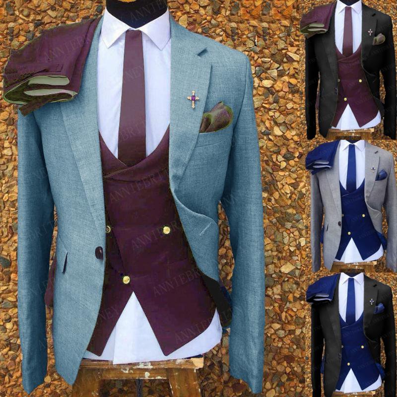 2020 Sea Blue Mens Business Suits 3 Pieces Slim Fit Dinner Wedding Groom Tuxedo Tailored Jacket Double Breasted Vest Pants Set, Picture 10
2020 Sea Blue Mens Business Suits 3 Pieces Slim Fit Dinner Wedding Groom Tuxedo Tailored Jacket Double Breasted Vest Pants Set, Picture 10