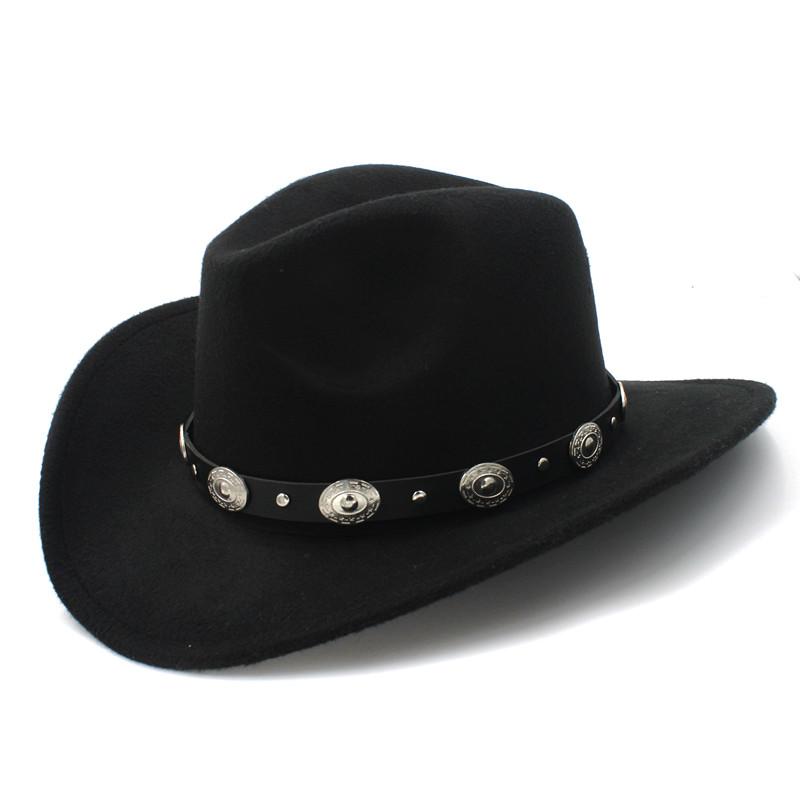 New Vintage Wool Western Cowboy Hat For Womem Men Wide Brim Cowgirl Jazz Cap With Leather Toca Sombrero Cap, Black
New Vintage Wool Western Cowboy Hat For Womem Men Wide Brim Cowgirl Jazz Cap With Leather Toca Sombrero Cap, Black