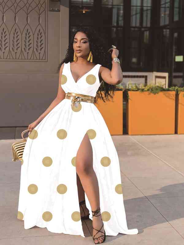 Women Sleeveless Sexy V-neck Fashion Casual Simple High Split Waist Print Dress, Black;gray
Women Sleeveless Sexy V-neck Fashion Casual Simple High Split Waist Print Dress, Black;gray