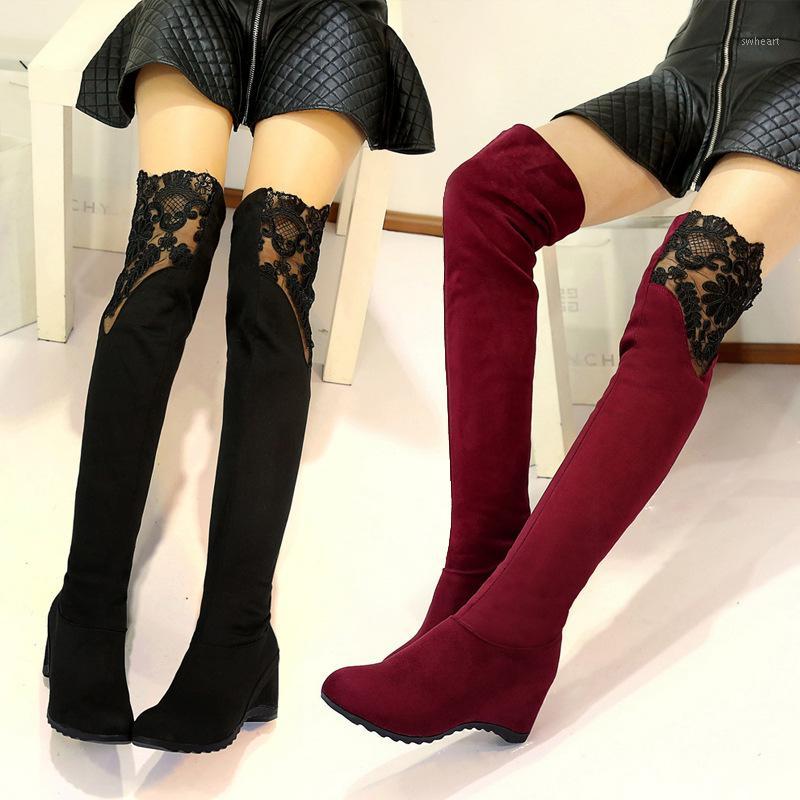 Red Black Suede High Heels Shoes Womens Elegant Stitching Lace Over The Knee Wedge Ladies Casual Winter Boots Cheap1
Red Black Suede High Heels Shoes Womens Elegant Stitching Lace Over The Knee Wedge Ladies Casual Winter Boots Cheap1