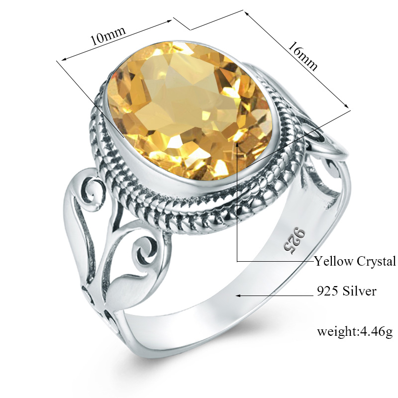 Redwood Yellow Citrine Rings For Women Boho 925 sterling silver Ring Gemstone Handmade Wedding Engagement Jewelry Send A GIft