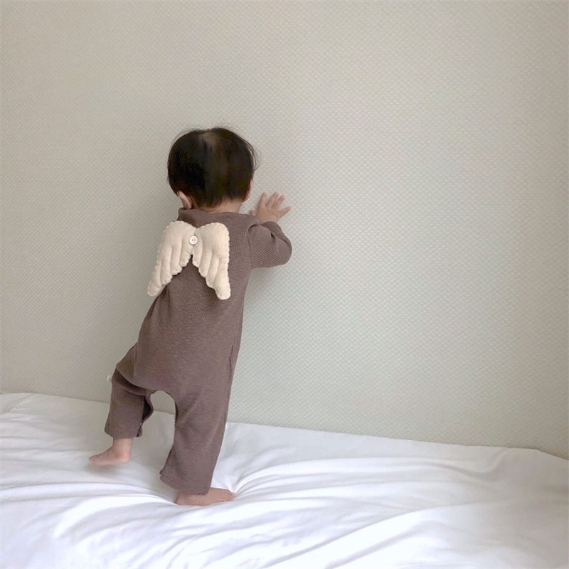 Autumn Baby Boy Romper Baby Angel Wing Crawl Clothes Baby Cotton Long Sleeve Jumpsuit Toddler Girl Romper 201027