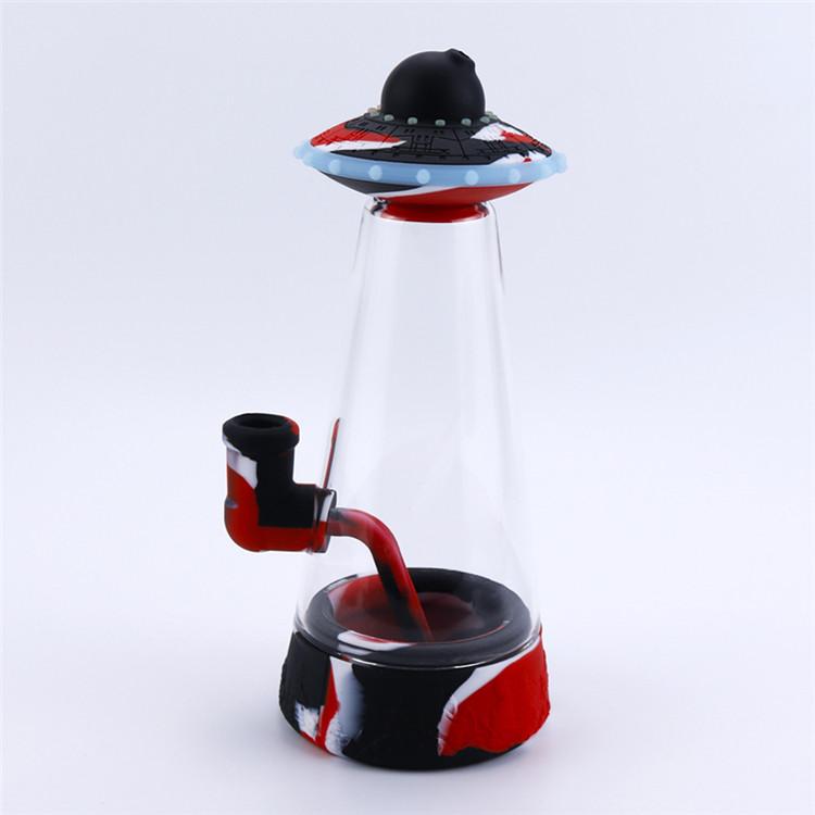 8.9'' UFO Glass Bubbler Water Pipes Shisha Hookah Smoking Tobacco Silicone Bongs Dabs Rig