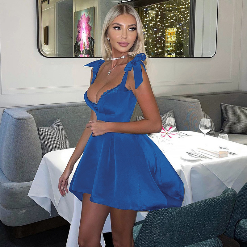 2022 Women' Casual Dresses Sexy Elegant Party Gown Bow Tie Mini Dress Women French Fashion Black Royal Blue Princess Evening Dresses
2022 Women' Casual Dresses Sexy Elegant Party Gown Bow Tie Mini Dress Women French Fashion Black Royal Blue Princess Evening Dresses