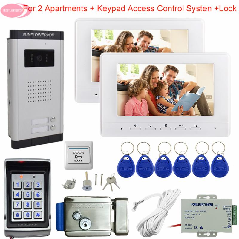 For 2 Apartments Video Intercom 2 Monitors Keypad Access Control 7inch Video Intercom White and Black for Choose + Electric Lock
For 2 Apartments Video Intercom 2 Monitors Keypad Access Control 7inch Video Intercom White and Black for Choose + Electric Lock