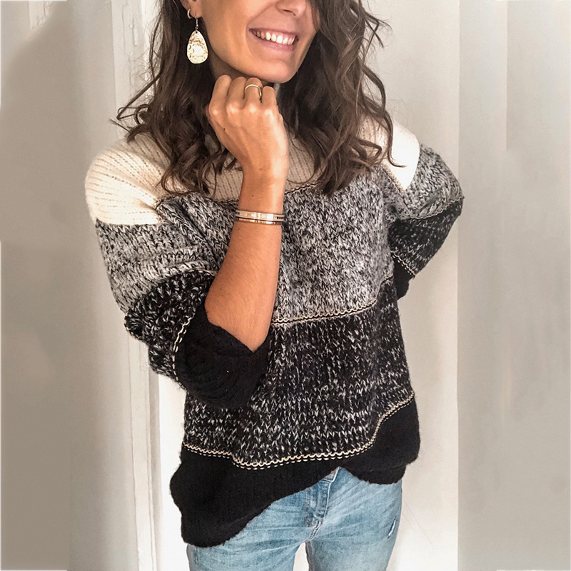 New Autumn and Winter Casual Striped Knitted Jumper Ladies Turtleneck Sweater Pullover Women Sweaters 201109