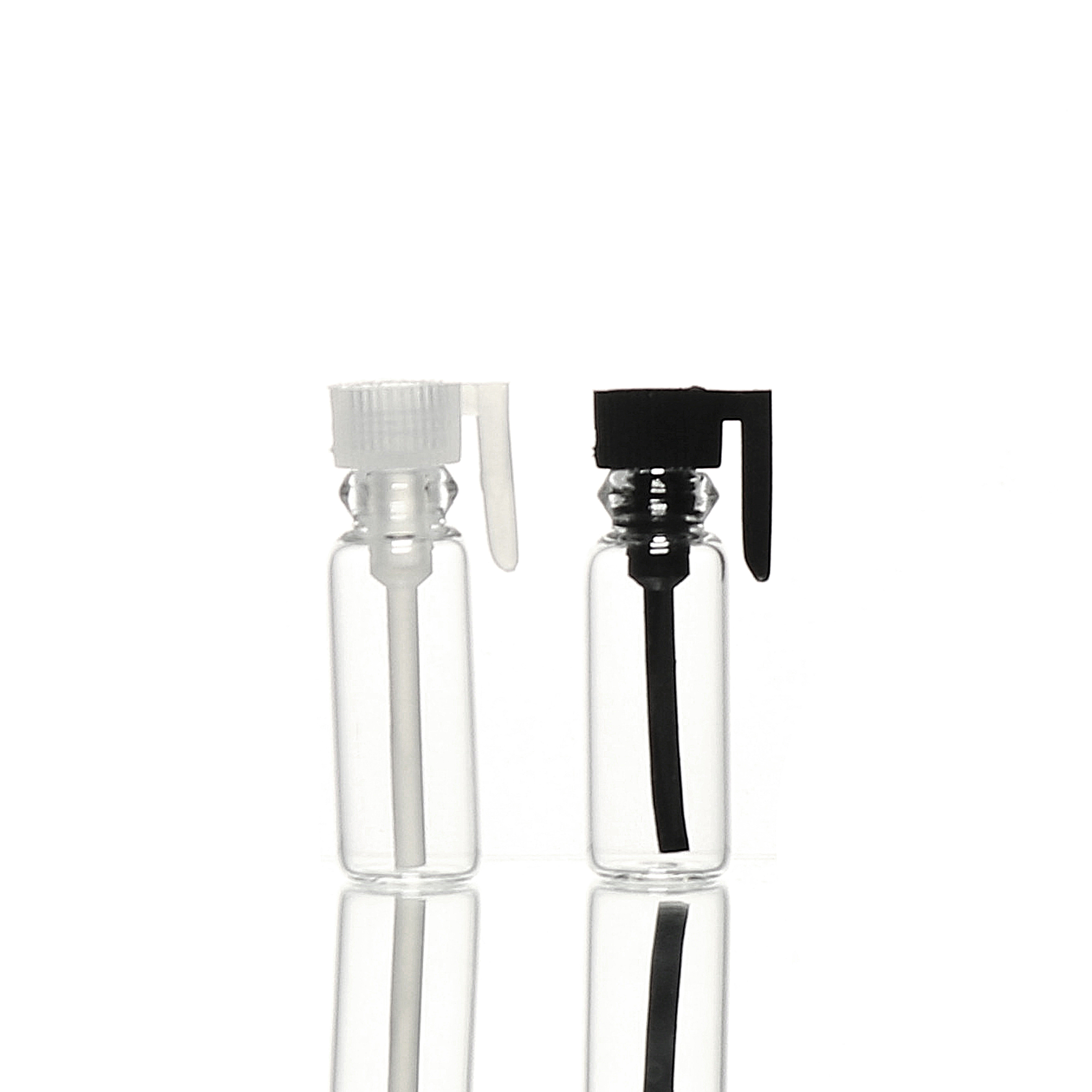 0.5 1 3 2ML mini glass sample perfume vial with plastic lids wholesale samples packaging